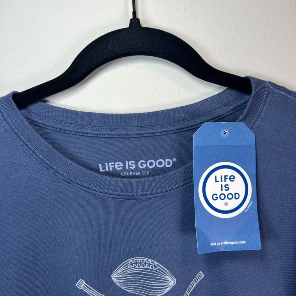 Life is Good Sports Addict Crusher T-Shirt Blue Graphic Tee Cotton Summer NEW XL - Picture 2 of 12
